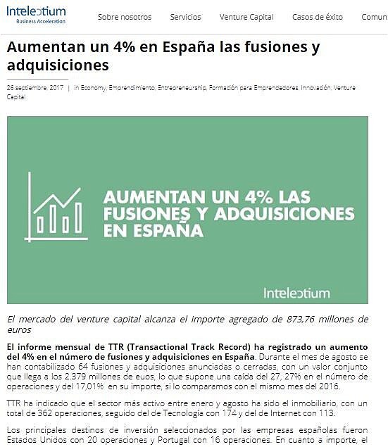 Aumentan un 4% en Espaa las fusiones y adquisiciones